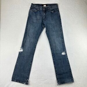 Zero Skate Jeans Mens Distressed Skull Patch Straight 30 Blue Denim Cotton VTG